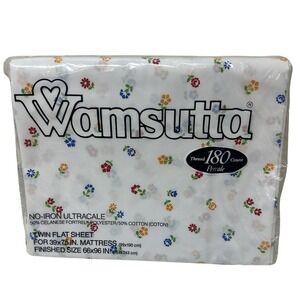 Vintage Wamsutta No Iron Percale Mayflower Floral Twin Flat Sheet NOS NEW